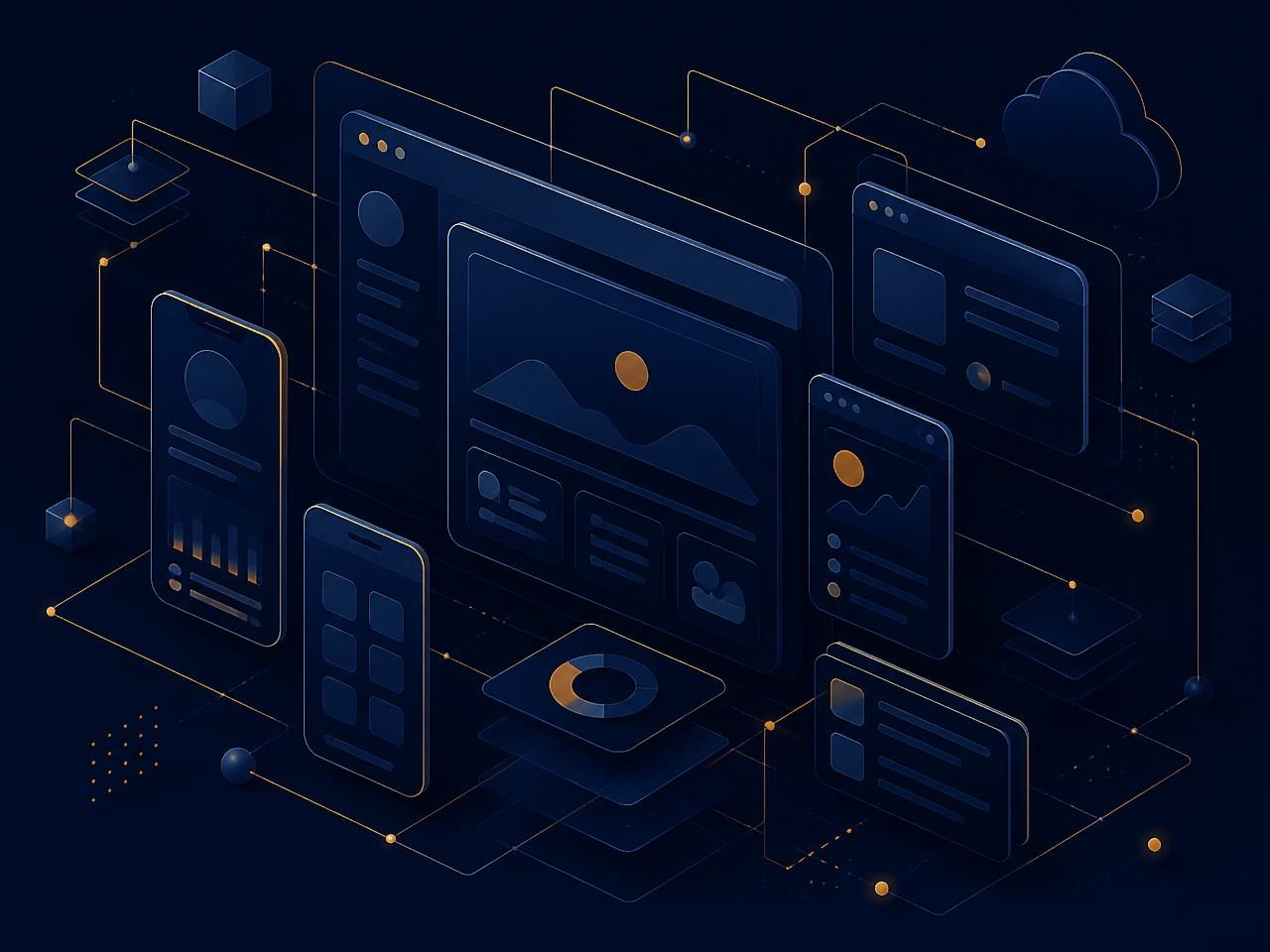 Illustration of connected web and mobile application interfaces managed by SoutheastMIS